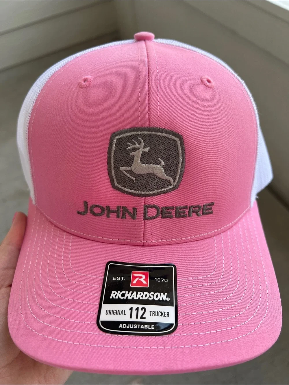 John Deere Pink and White Women’s Adjustable Hat